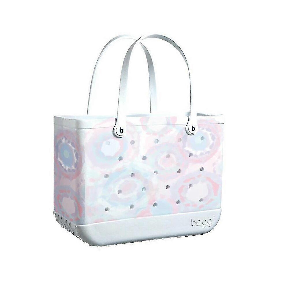 Rubber Beach Bag EVA Perforated Waterproof Sandproof Durable Open Silicone Tote Bag for Outdoor Beach Pool Sports,white smudge-Yvan