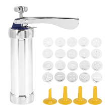 Cookie Press Stainless Steel Spritz Cookie Press,Icing Kit with 20 Cookie Mold Discs and 4 Piping Nozzle for DIY Biscuit
