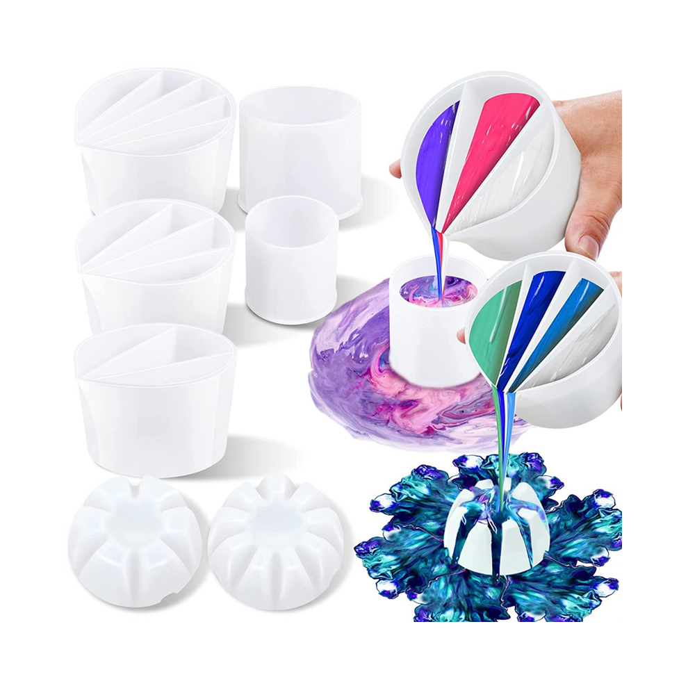 8Pc Paint Pour Cup Bundle Paint Pouring Cup Multi Channel Split Cup for Paint Pouring for DIY Making Resin Acrylic Paint-image-OPC-PBYM5FW-NEW