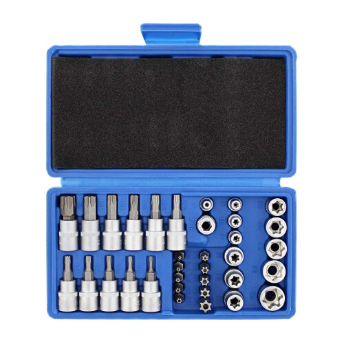 34Pcs Torx Socket Set Triple Square Socket Set Torx Bit Socket Set Star Bit Set Male Female Set 1