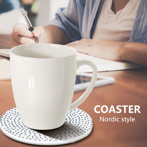 Ceramic Stone with Cork Backing Non- Heat Insulation Table Mat Absorbent Coasters for Drinks 6 1