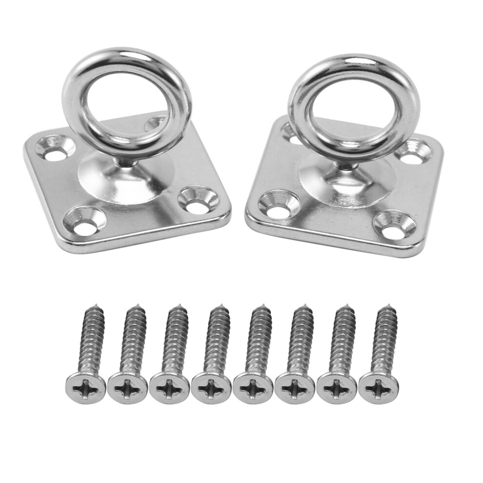 2Pcs Square Swivel Pad Eye Rotatable Ceiling Hook Hook Stainless Steel Eye Pad Plate For Yoga Swings Hammock (With Screws) 4763973197097