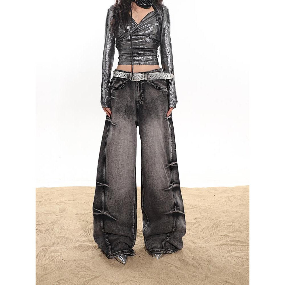 (black, 4XL) Women&apos;s Jeans Baggy Harajuku Denim Trousers Y2k Japanese 2000s Style Wide Jean Pants Vintage Trashy Oversize Clothes 2024