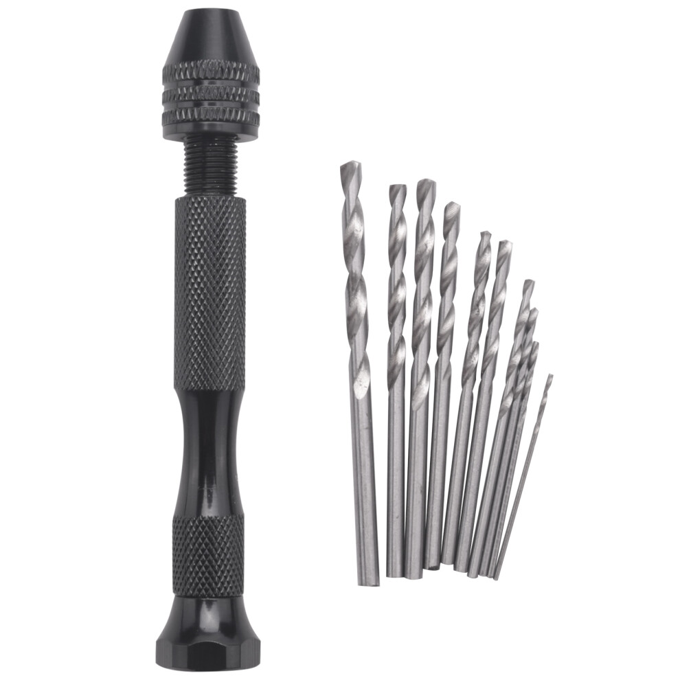 Mini mini perceuse à main en aluminium avec mandrin sans clé + 10 forets hélicoïdaux