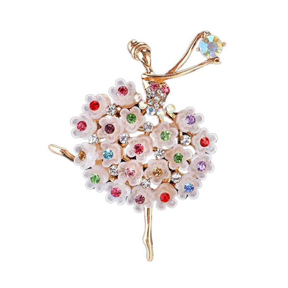 Broche en cristal de luxe pour ballerines, danseuse, broche de poitrine, fleur colorée, alliage plaqué, cadeau pour femmes et filles