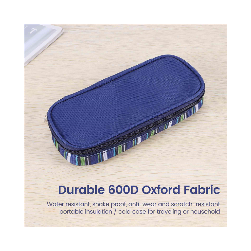 Tlily Insulin Cooler Travel Case Diabetic Medication Organizer Medicals Cooler Bag Waterproof And Insulation Liner(Navy Blue)