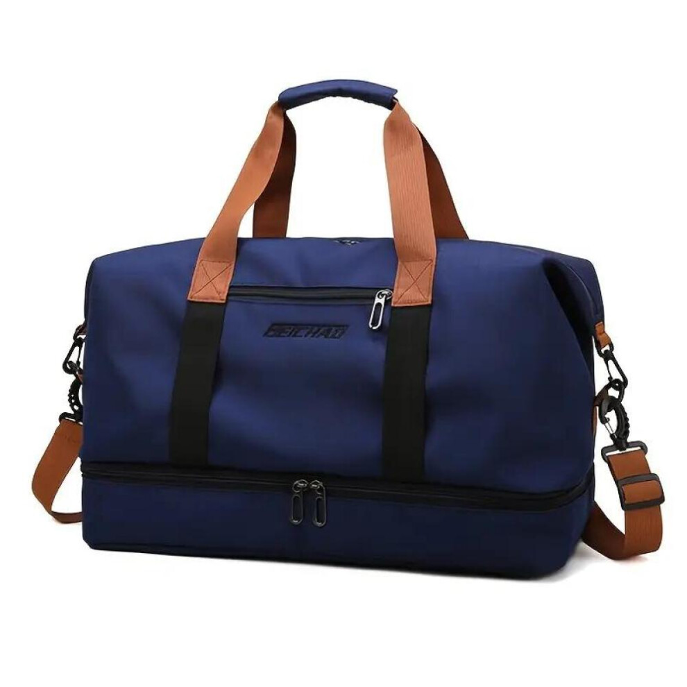 (navy blue, 46x25x28cm) Sports Duffel Bag Nylon Large Capacity Travel Bag With Wet And Dry Separation Casual Shoulder And Crossbody Carry-on For Men And Women