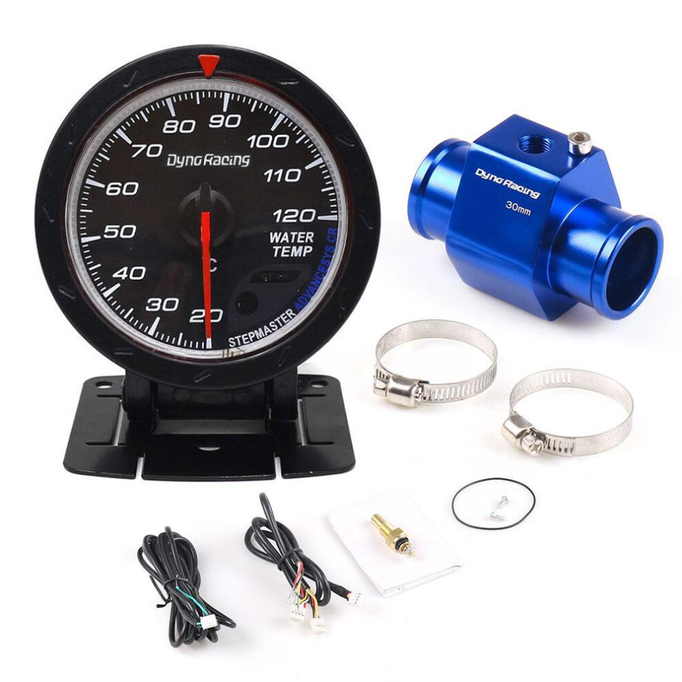 (30MM) Dynoracing 60mm Car Water Temperature Gauge 20-120 Celsius With Water Temp Joint Pipe Sensor Adapter 1/8npt