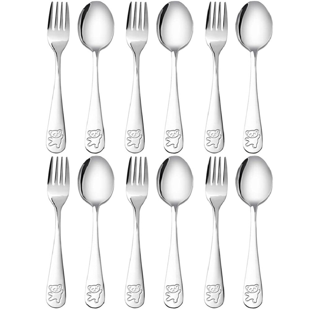 12 Pieces Kids Silverware Stainless Steel Children's Safe Flatware Child Spoon And Fork Set Toddler Utensils Tlily
