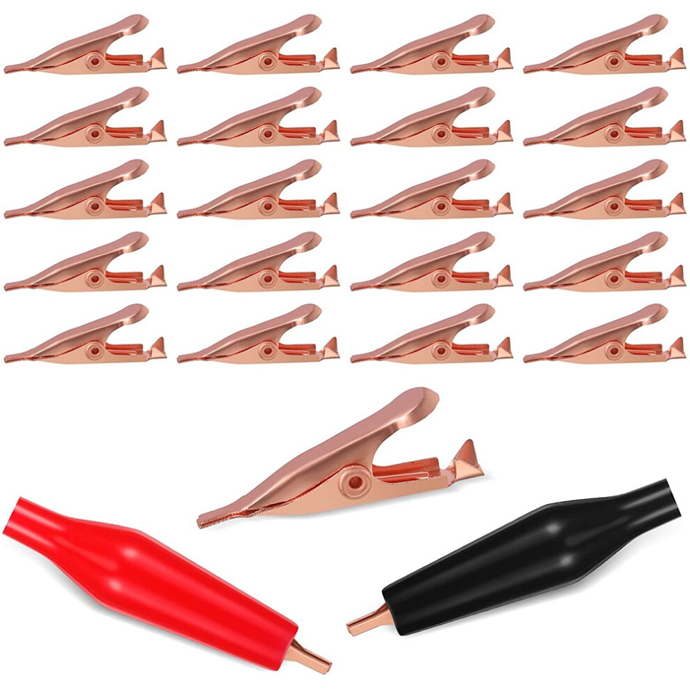 20 Mini Toothless Alligator Test Clips,Solid Copper Clips Electrical, 5Amp With Protective Insulation Cover For Solder 4763973105306