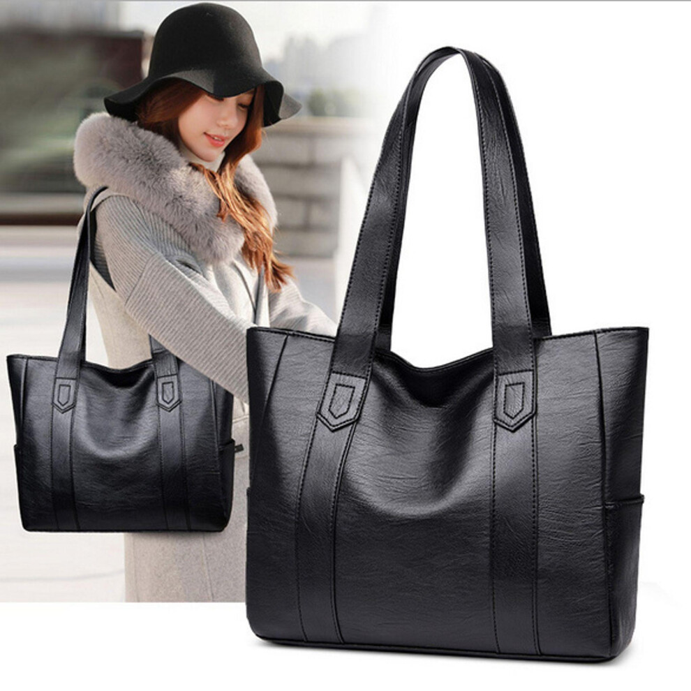 Sac pour femmes Soft Faux Leather Shopper Bag Handbag Shoulder Bag Tote Bag Shoulder Bag Black