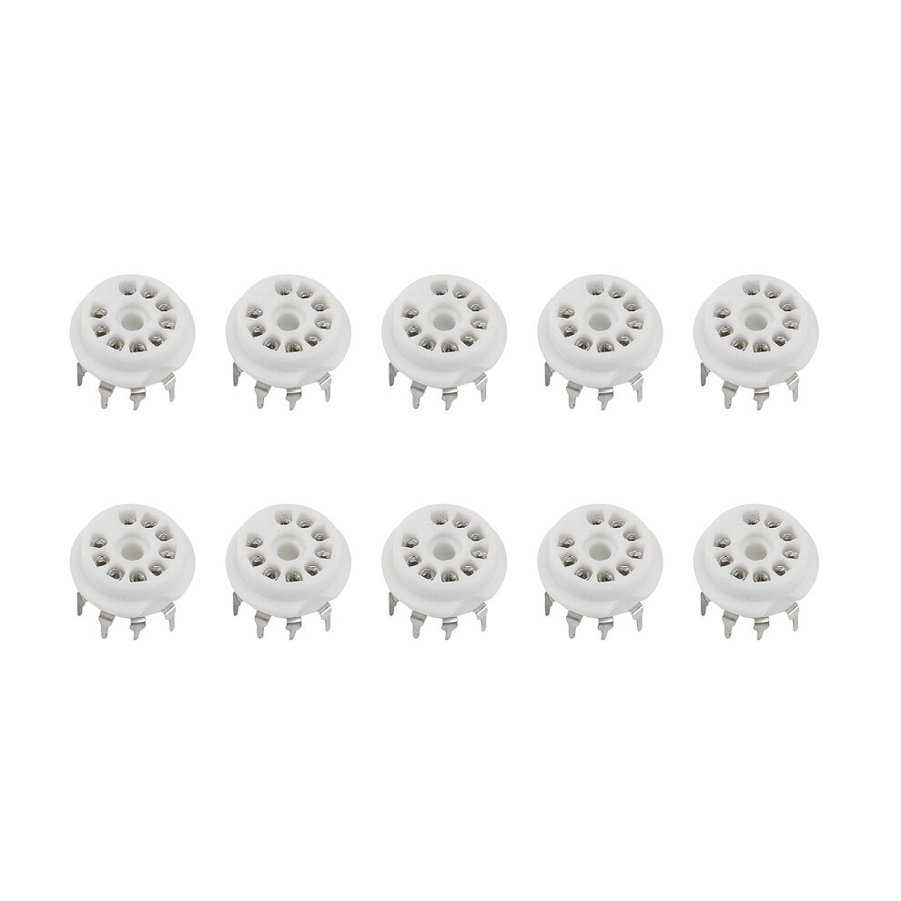 10Pcs Pcb 9Pin Ceramic B9a Vacuum Tube Socket Audio Hifi Diy Amps For 12Ax7 12Au7 12At7 Ecc81 Ecc82 Ecc83 -Plated Silver 4763973111147