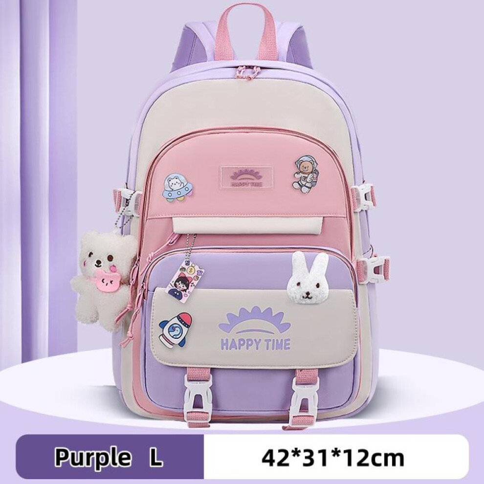 (purple, L) Girl&apos;s Schoolbag Cute Korean Style Student Backpacks School Bags For Teenage Girls