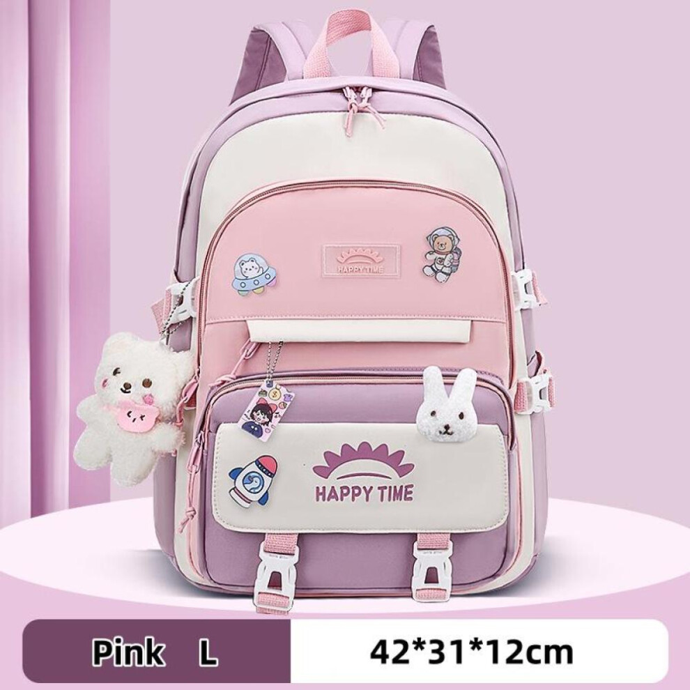(pink, L) Girl&apos;s Schoolbag Cute Korean Style Student Backpacks School Bags For Teenage Girls