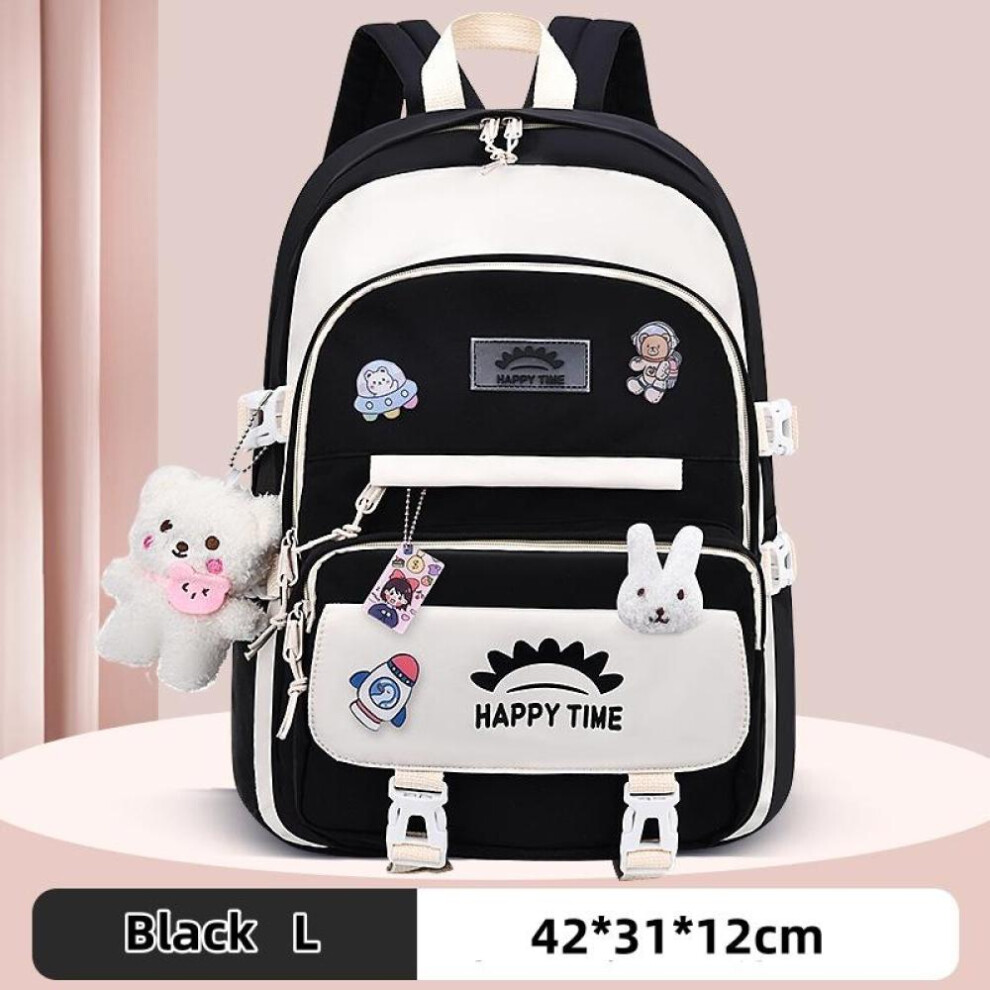 (black, L) Girl&apos;s Schoolbag Cute Korean Style Student Backpacks School Bags For Teenage Girls