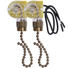 Ceiling Fan Light Switch Ear ZE-109 Two-Wire Light Switch with Pull Cords for Ceiling Light Fans 2Pcs