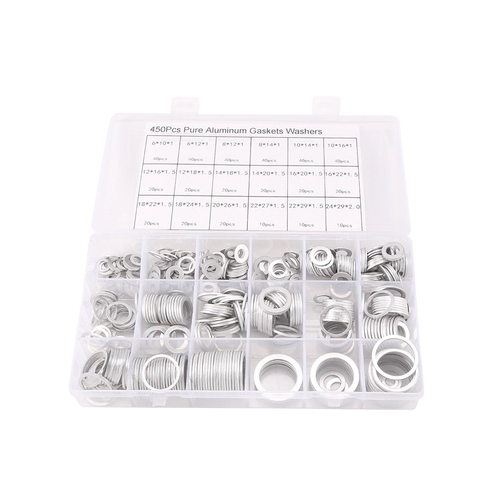 450Pcs Aluminum Gasket Aluminum Flat Washer Aluminum Sealing Ring Combination 4763973115206