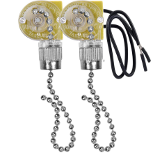 Ceiling Fan Light Switch Ear ZE-109 Two-Wire Light Switch with Pull Cords for Ceiling Light Fans 2Pcs Silver