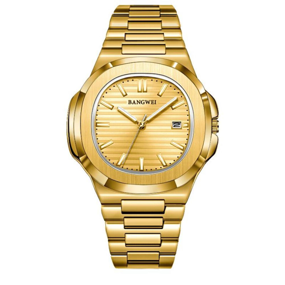 (gold) 2024 New Luxury Men Quartz Watches 30m Waterproof Automatic Date Watch Stainless Steel Sport Watch For Men Clock
