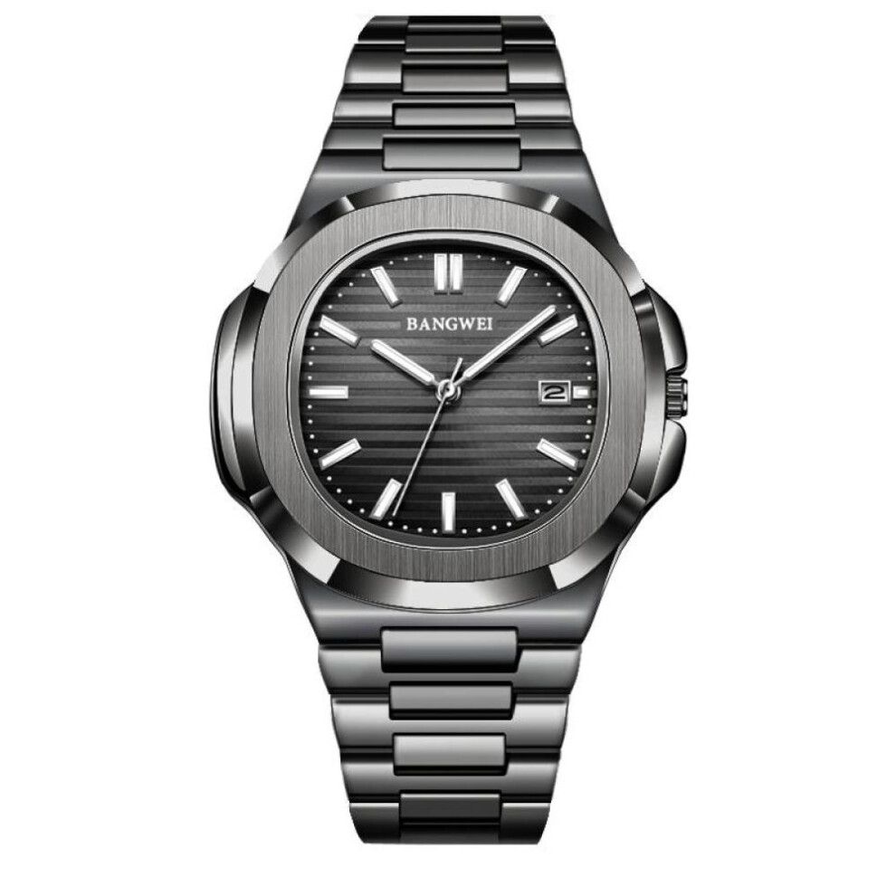 (black) 2024 New Luxury Men Quartz Watches 30m Waterproof Automatic Date Watch Stainless Steel Sport Watch For Men Clock