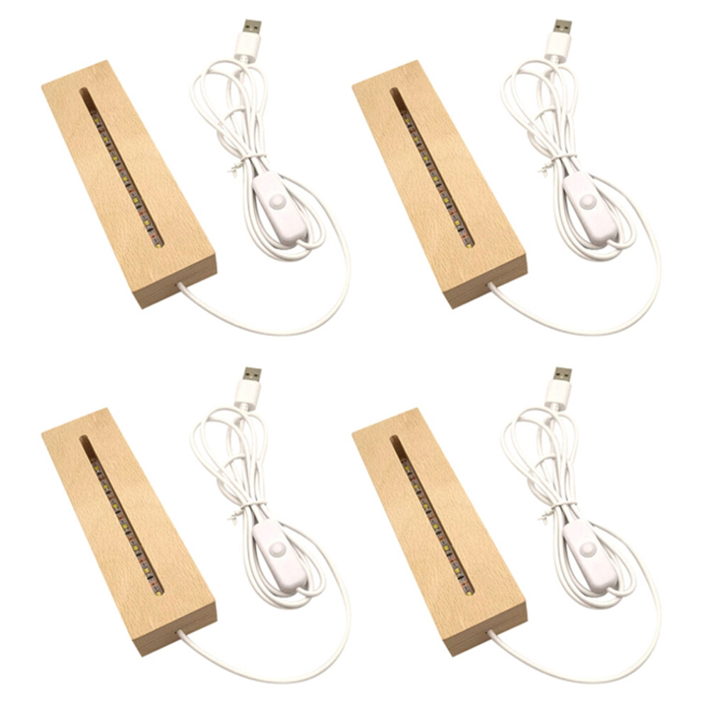 Base de lumière rectangulaire en bois, base d'affichage LED en bois, support de lampe sur pied pour acrylique, cristal, veilleuse, art en résine