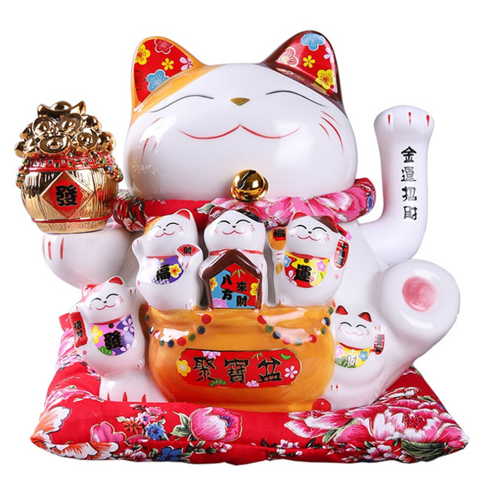 Ornement de Maneki en céramique de 7 pouces Décoration Feng Shui Balançoire, A