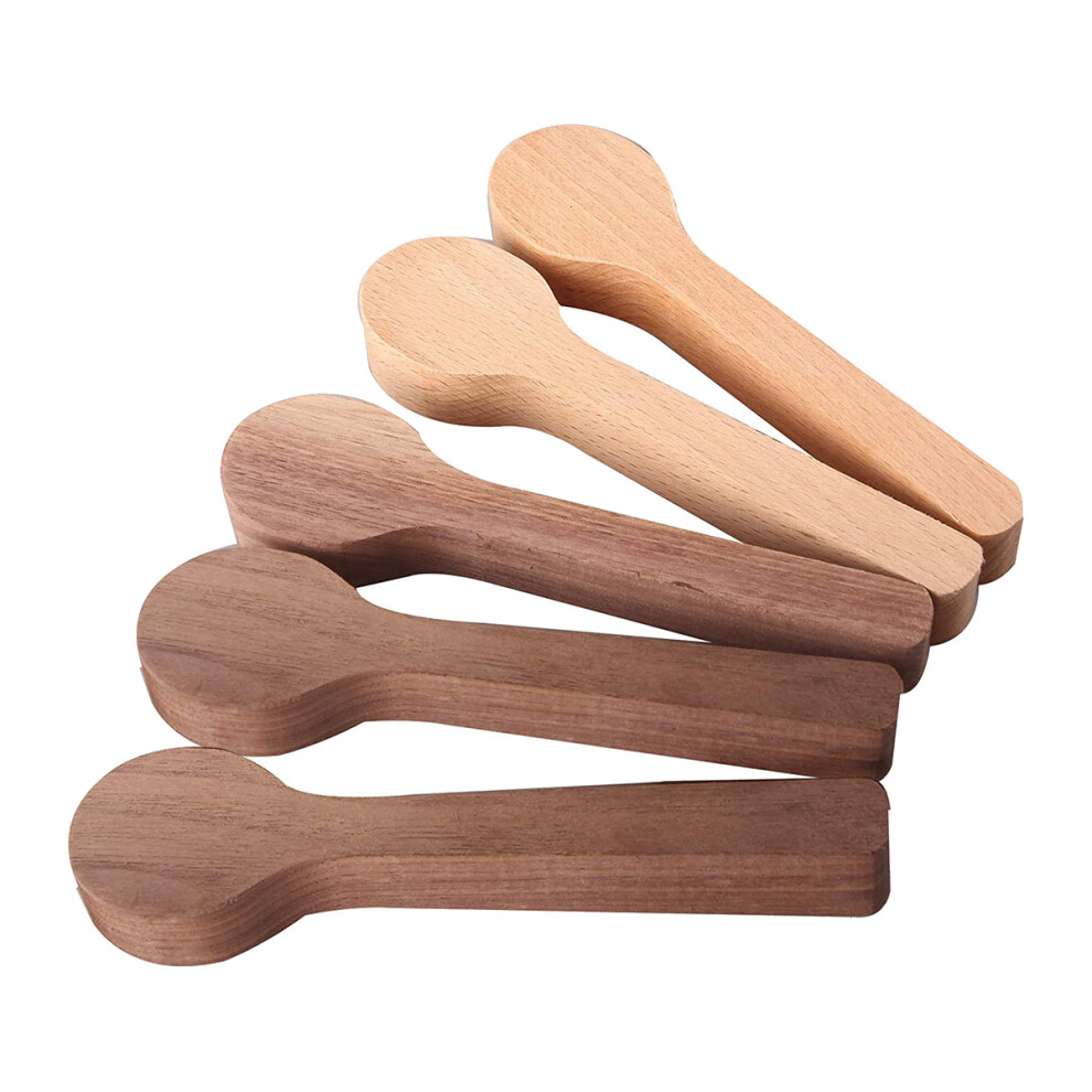 5 Pcs Wood Carving Spoon Blank Beech and Walnut Wood Unfinished Wooden Craft Whittling Kit for Whittler