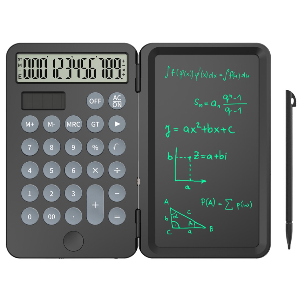 Calculatrice solaire avec tablette d'écriture silencieuse, calculatrice de bureau portable et pliable, bloc-notes pour réunion de bureau