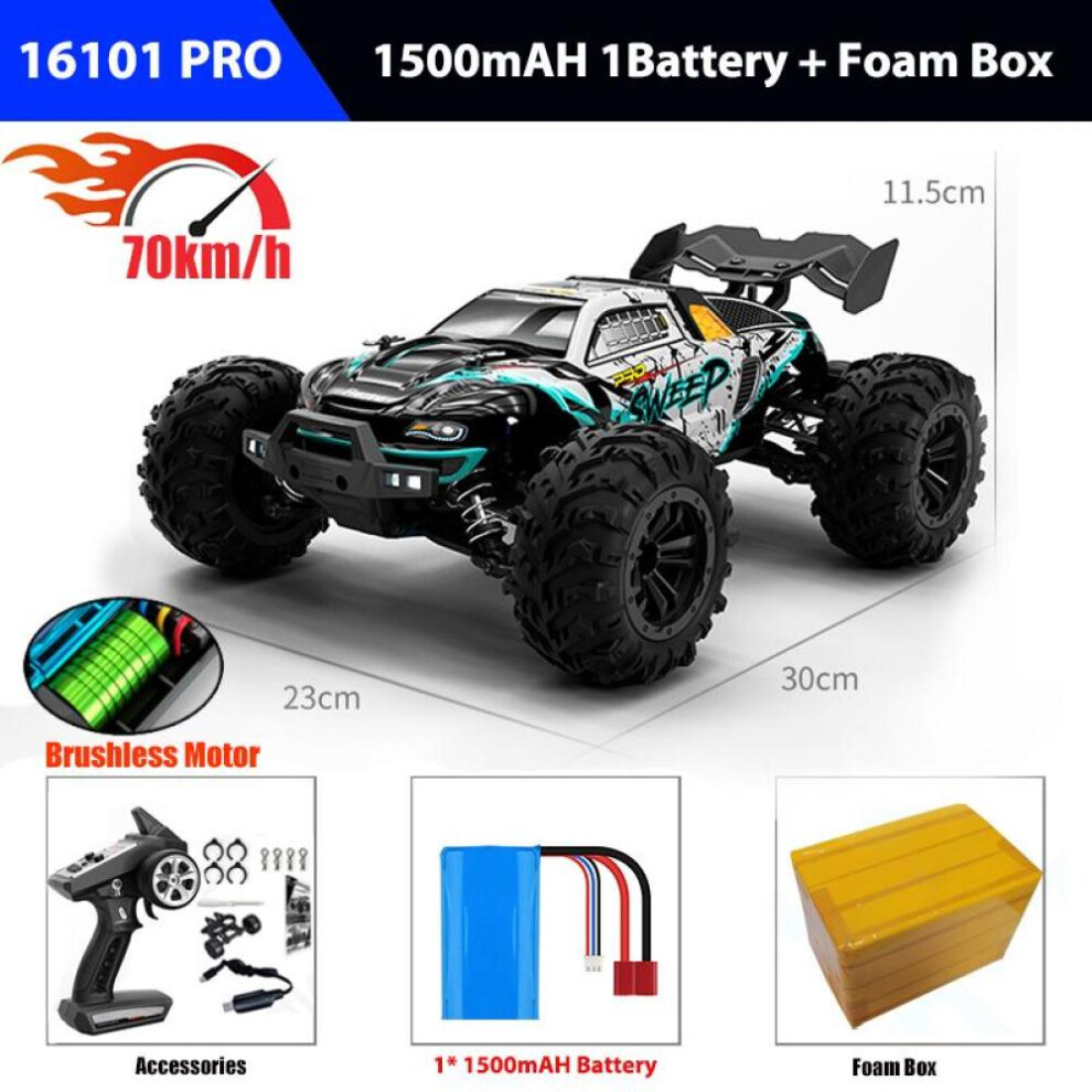 (as the picture, 16101 pro A blue) 4x4 Remote Control Car 16101pro/16102pro Brushless 4wd 70km/h 2.4g Rc Car Electric High Speed Off-road Drift Toys F