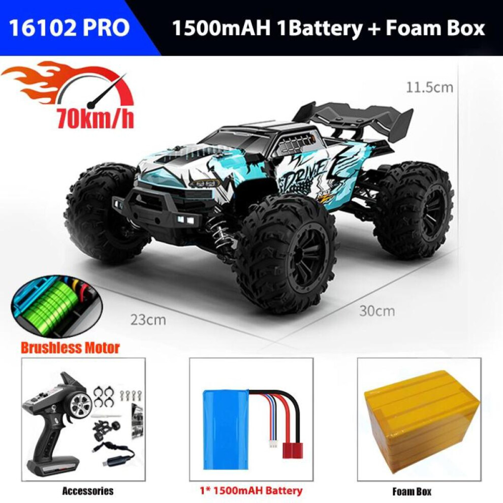 (as the picture, 16101 pro B blue) 4x4 Remote Control Car 16101pro/16102pro Brushless 4wd 70km/h 2.4g Rc Car Electric High Speed Off-road Drift Toys F