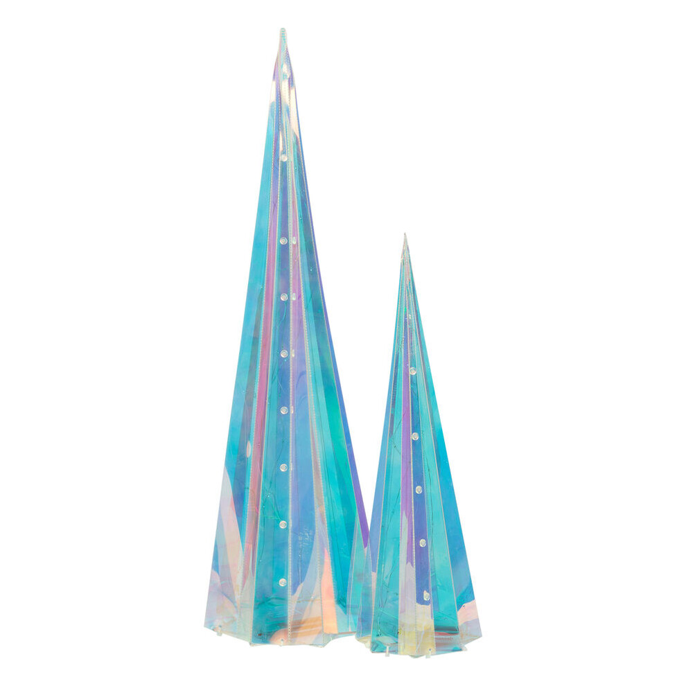 (Set (40 & 60cm)) Christmas Light-up Star Decoration Multicolour Modern Xmas Tree Cone Iridescent