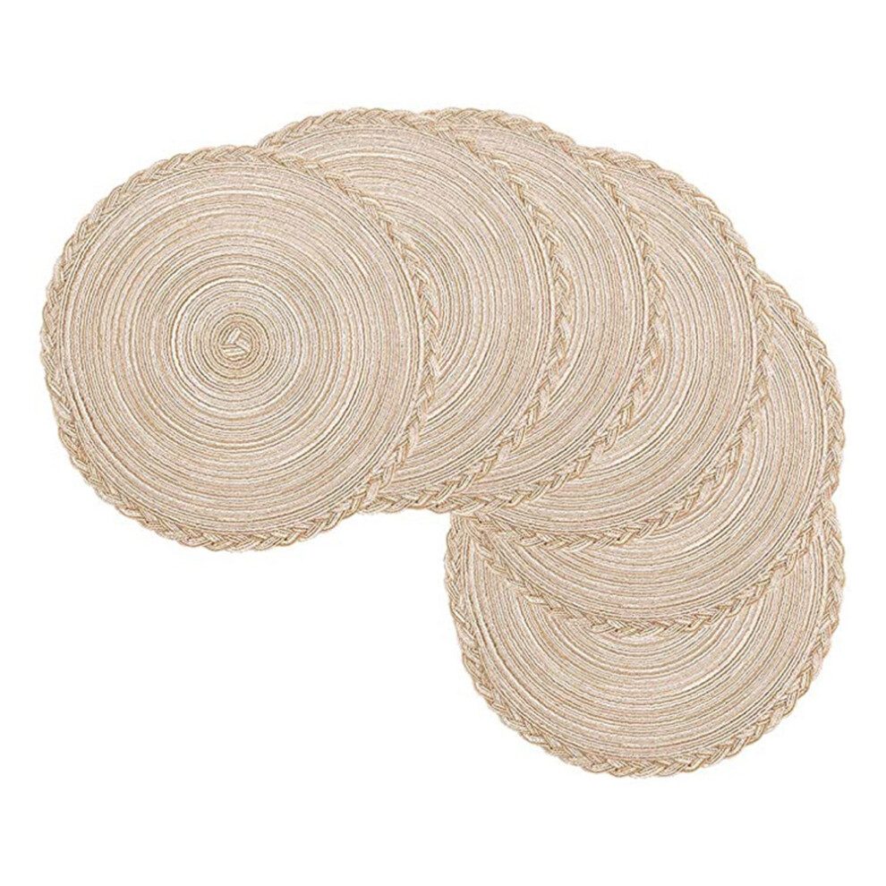 Lot de 6 sets de table ronds tissés, lavables, antidérapants, résistants à la chaleur, 14 pouces (café)