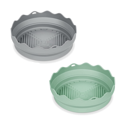 2PCS Air Fryer Silicone Liners Foldable Air Fryer Accessories Reusable Replacement Oven Insert Round Baking Tray