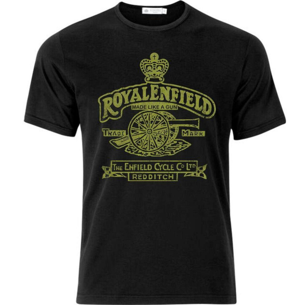 (M) Royal Enfield Vintage Style Motorcycle Black Unisex T-shirt