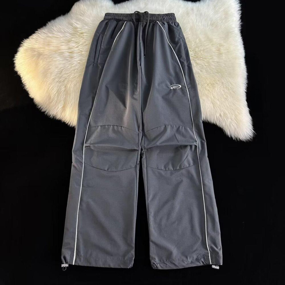 (black, L) American Men&apos;s Casual Track Baggy Cargo Pants Wide Leg Streetwear Sweatpants Techwear Korean Y2k Pants Clothes Men