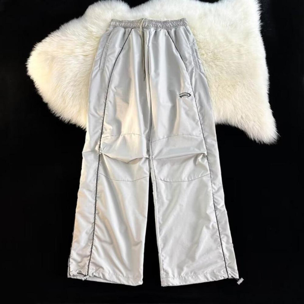 (grey, L) American Men&apos;s Casual Track Baggy Cargo Pants Wide Leg Streetwear Sweatpants Techwear Korean Y2k Pants Clothes Men
