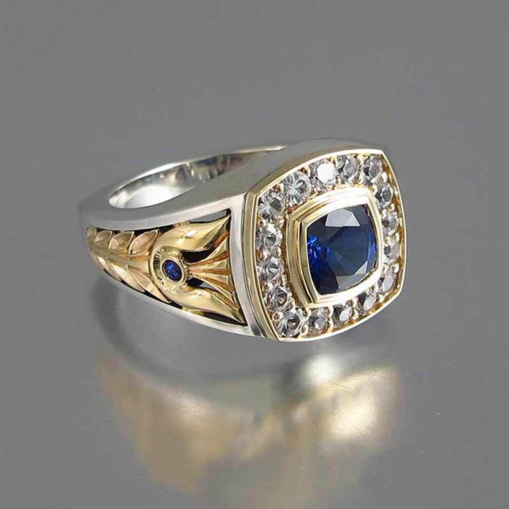 (as the picture, 12) 925 Ring For Men Natural 2 Carat Sapphire With Diamond Jewelry Anillos De Bizuteria Anillos Gemstone Rings