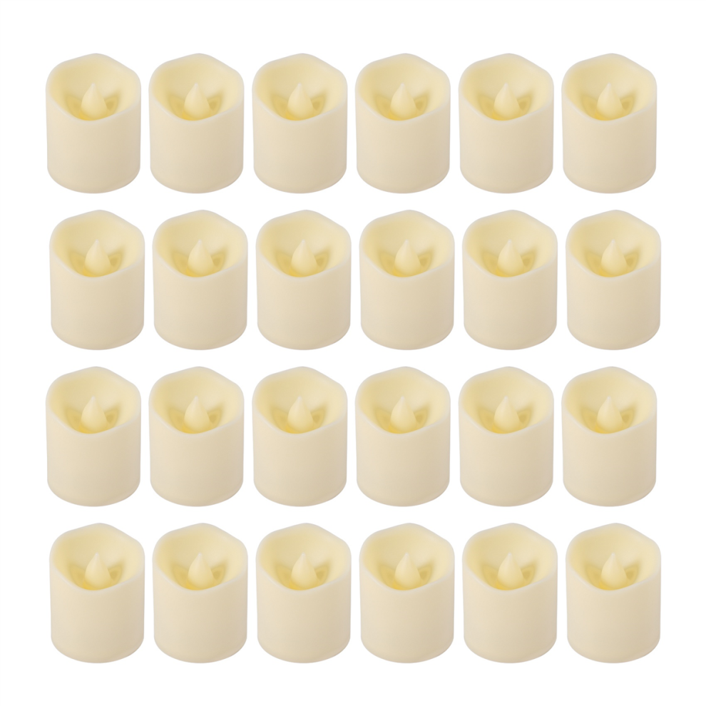 Lot de 24 bougies LED sans flamme créatives à souhaits, blanc chaud, sans flamme, pour décoration d'Halloween et de Noël