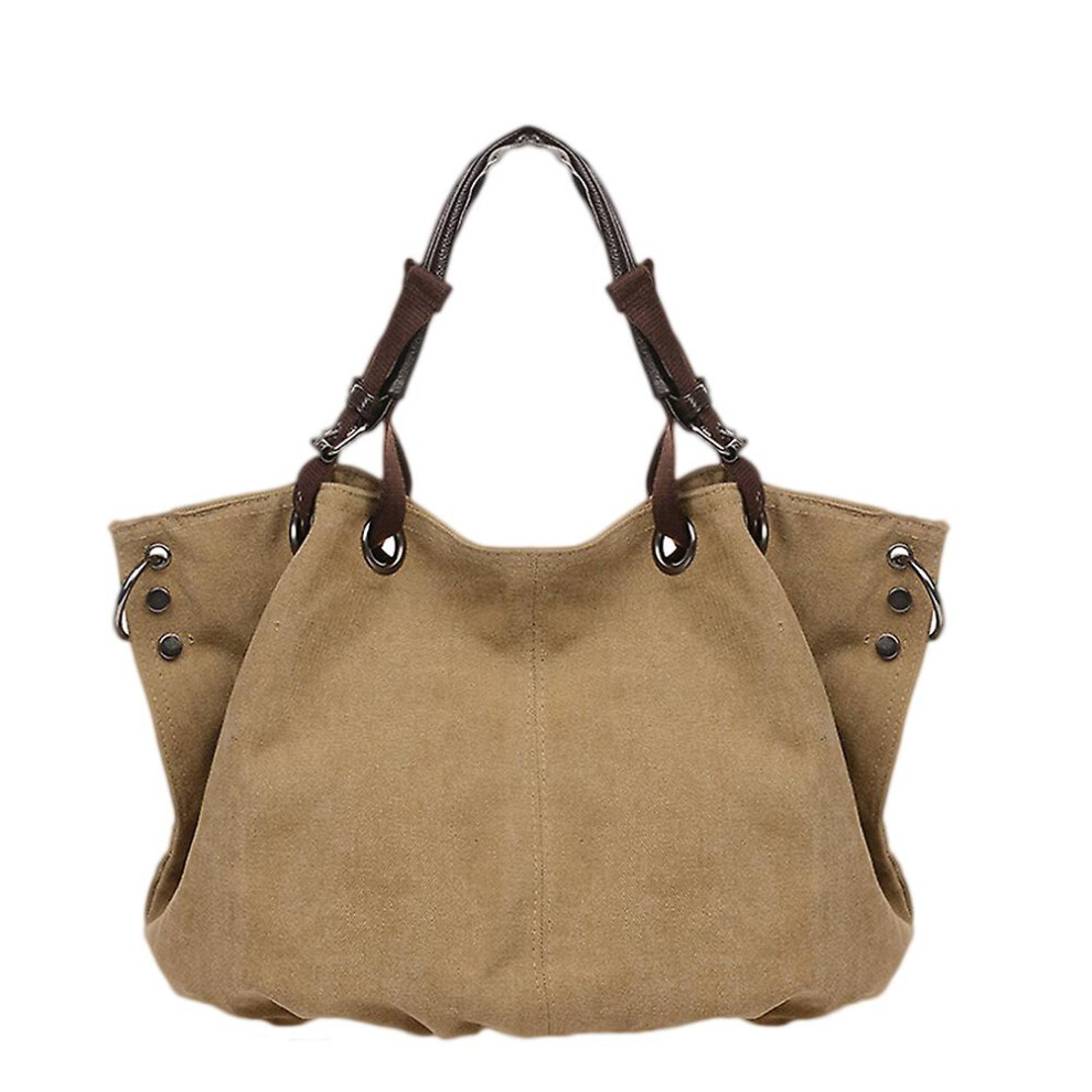 25X15Cm Grande Capacité Portable Bags Fashion Canvas Tote Bag Casual Polyester And Cotton Handbag For Wome Ladies Khaki-image