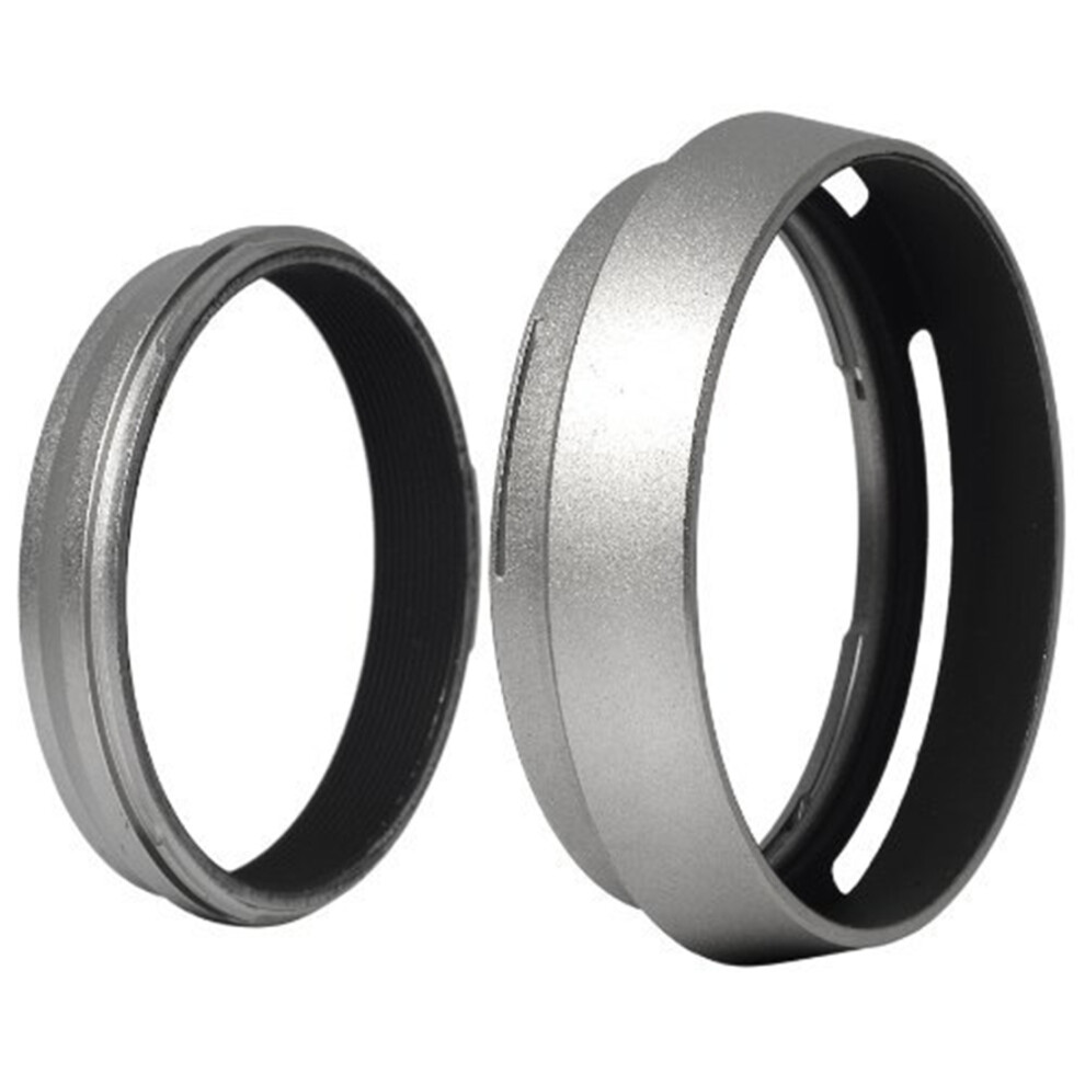 Filter Adapter Ring + Aluminum Metal Lens Hood For Fujifilm Fuji Finepix X100 Replace Lh-X100 Lf91 Light/Silver 4764074181442