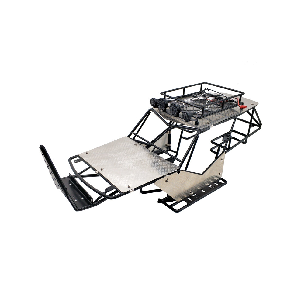 Pour 1/10 échelle RC Axial Wraith cadre de cage de sécurité en métal avec galerie de toit et marchepied latéral en tôle, noir