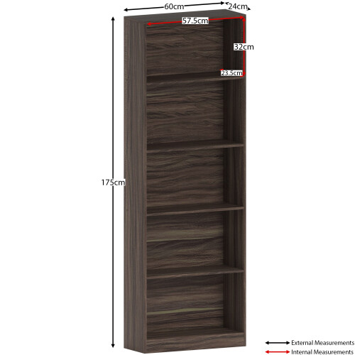 Home Discount (Walnut) Cambridge 5 Tier Bookcase Tall Shelf Storage Unit 2