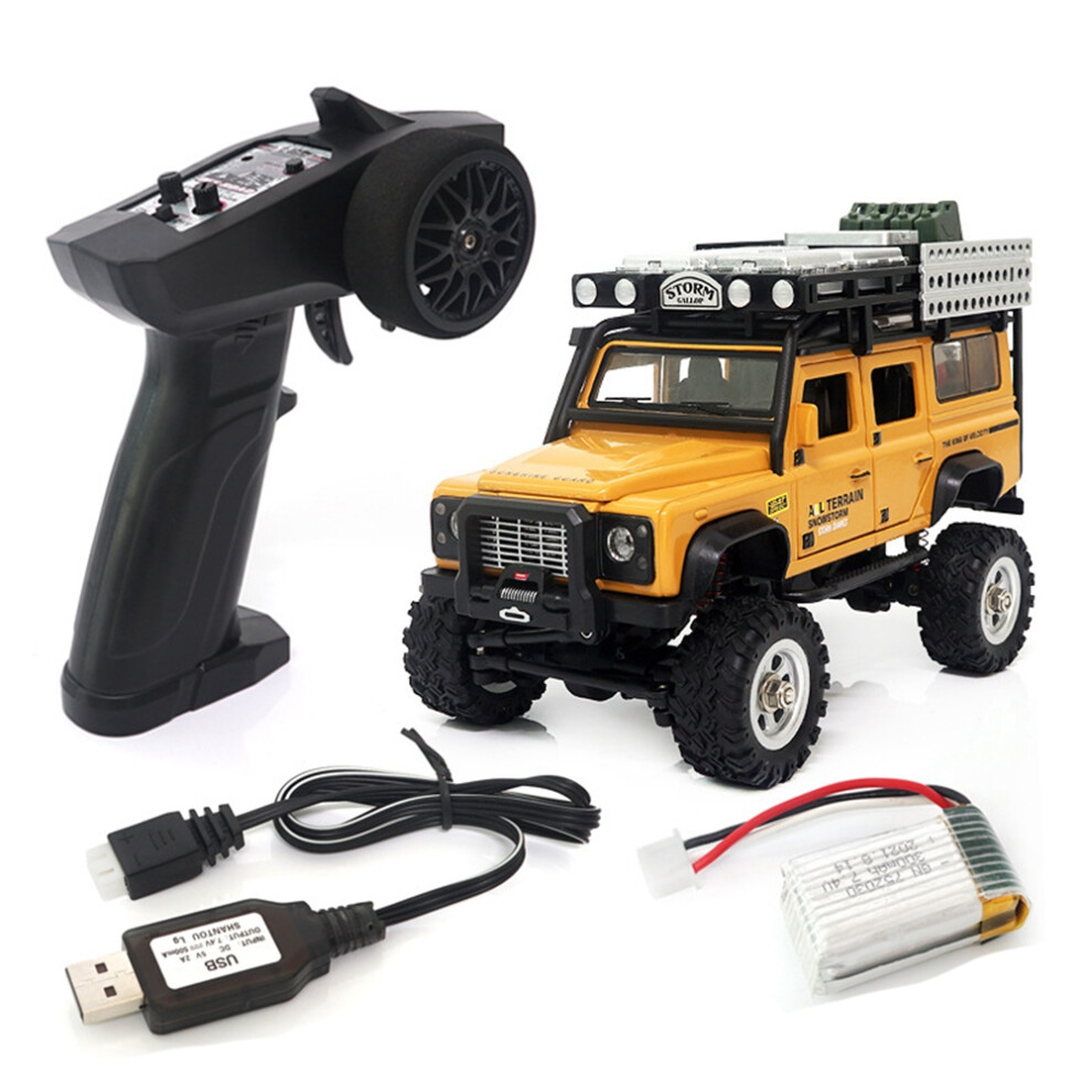Voiture tout-terrain télécommandée de simulation SG2801 4WD 2,4 GHz avec feux avant et arrière, modèle de véhicule jouet - Jaune