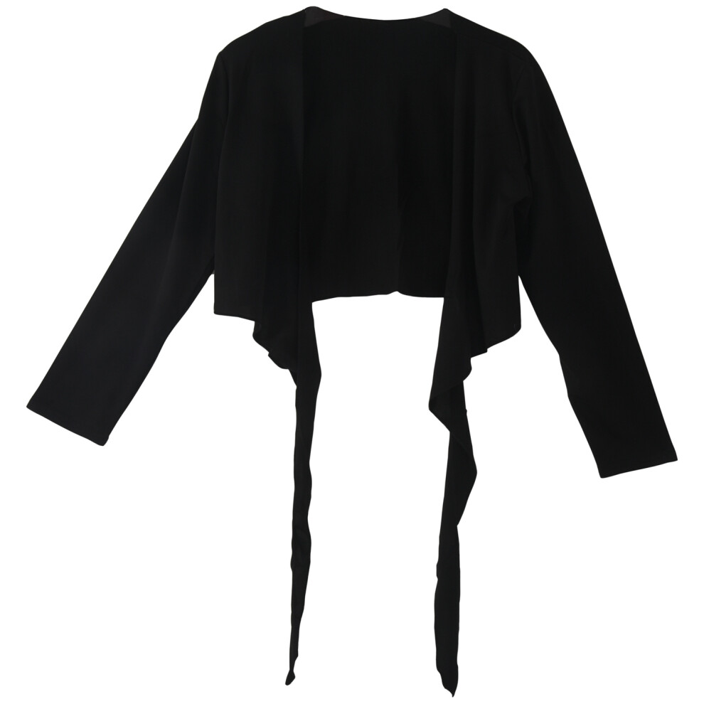 CARDIGAN BOLERO CARDIGAN COUPE COURTE À MANCHES LONGUES POUR FEMMES - noir