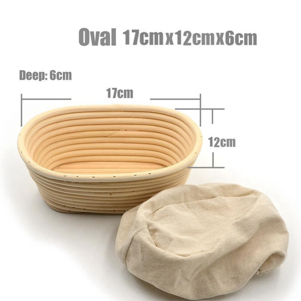 (17x12x6cm) Bread Fermentation Handmade Wicker Rattan Basket Banneton Brotform Dough Rising Liner Baskets