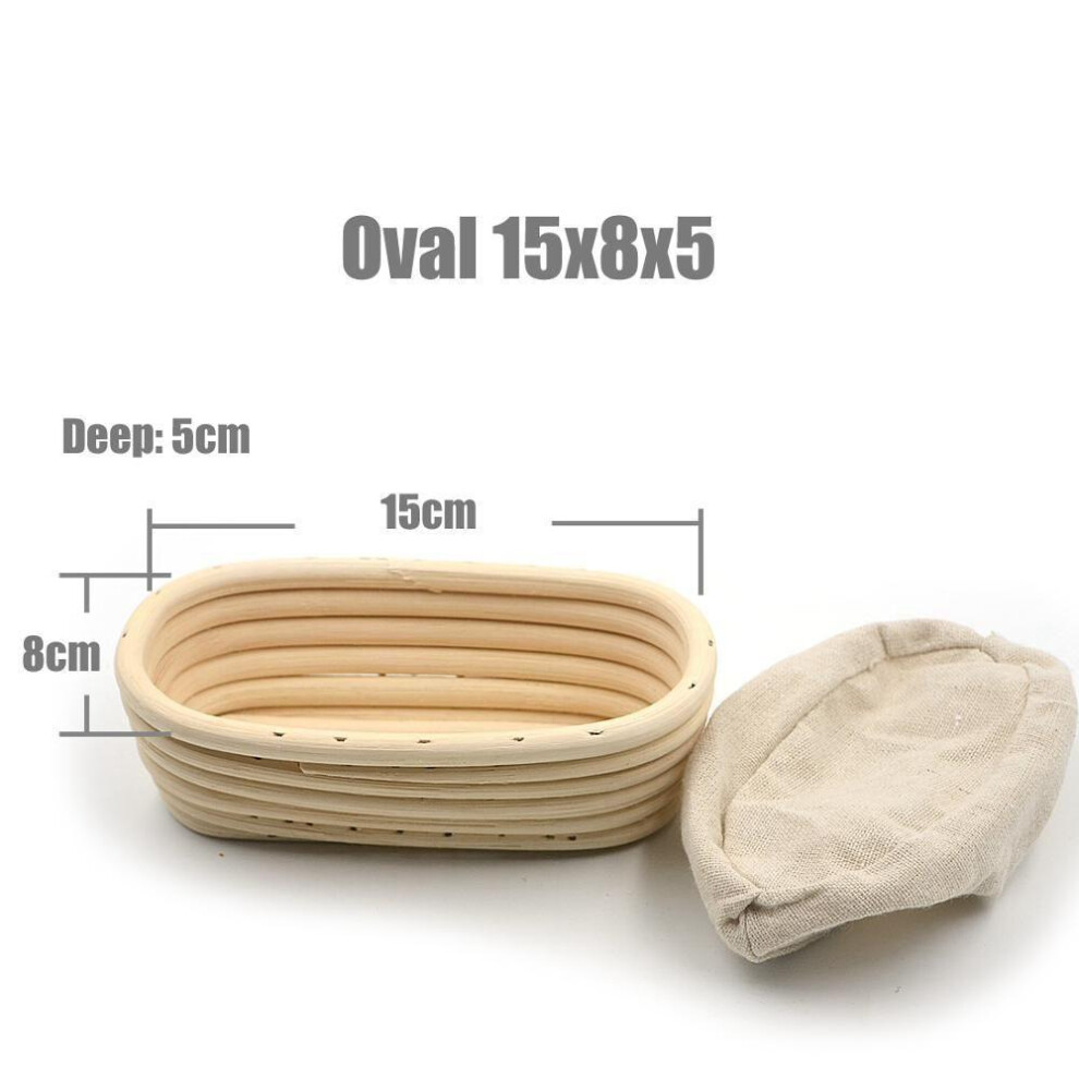 (15x8x5cm) Bread Fermentation Handmade Wicker Rattan Basket Banneton Brotform Dough Rising Liner Baskets