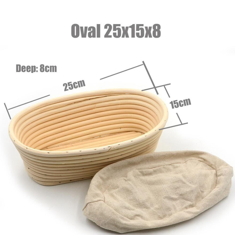 (25x15x8cm) Bread Fermentation Handmade Wicker Rattan Basket Banneton Brotform Dough Rising Liner Baskets