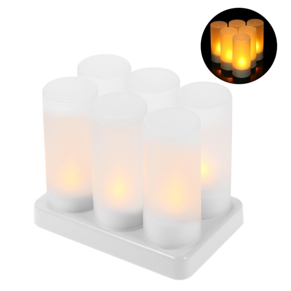 (6PCS & UK Plug) Yellow Lights Flickering Flameless Led Frosted Tealight Candles