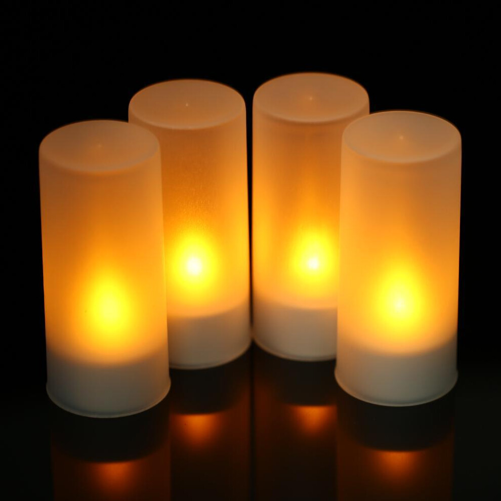 (4PCS & UK Plug) Yellow Lights Flickering Flameless Led Frosted Tealight Candles