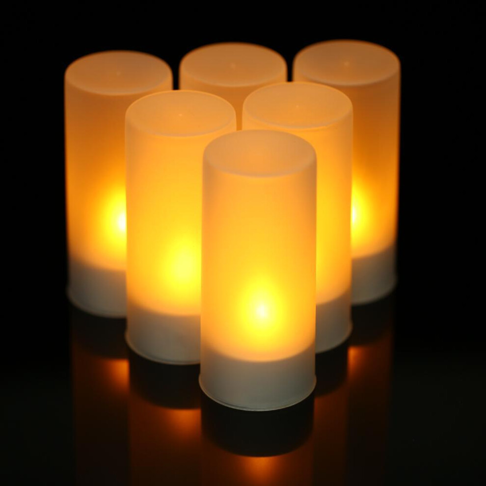 (6PCS & EU Plug) Yellow Lights Flickering Flameless Led Frosted Tealight Candles